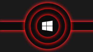 Windows logo on a black background with red circles