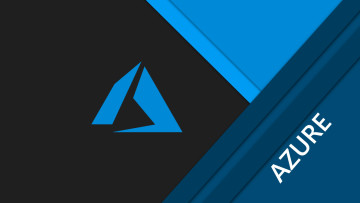 Azure logo on a dark background with blue shapes around it