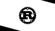 The Rust logo on a white and black background