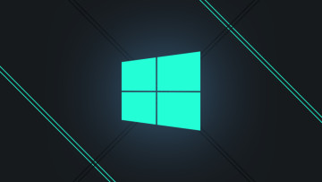 Windows logo teal on dark blue background