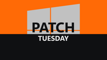 Patch Tuesday on a orange and black background