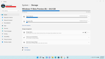 Storage settings in Windows 11