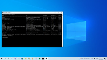 winget upgrade command running on CMD on a Windows 10 desktop