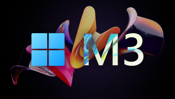 An image showing a Windows 11 logo with the M3 sign indicating the third feature update