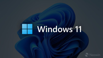 An image with a colorful Windows 11 logo and dimmed background