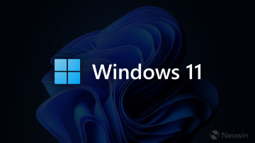 An image with a colorful Windows 11 logo and dimmed background