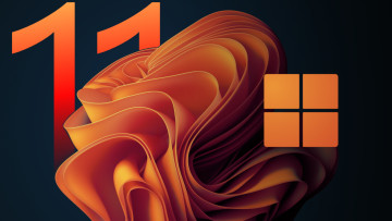 An orange Windows 11 logo