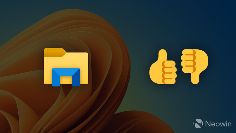 A File Explorer icon next to thumbs up and down emojis