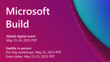 A Microsoft Build 2023 banner with its dates