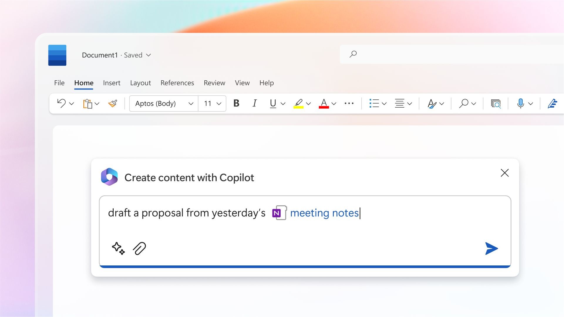 Screenshot of Microsoft 365 copilot