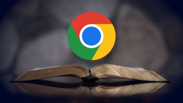 Chrome logo in front of a book