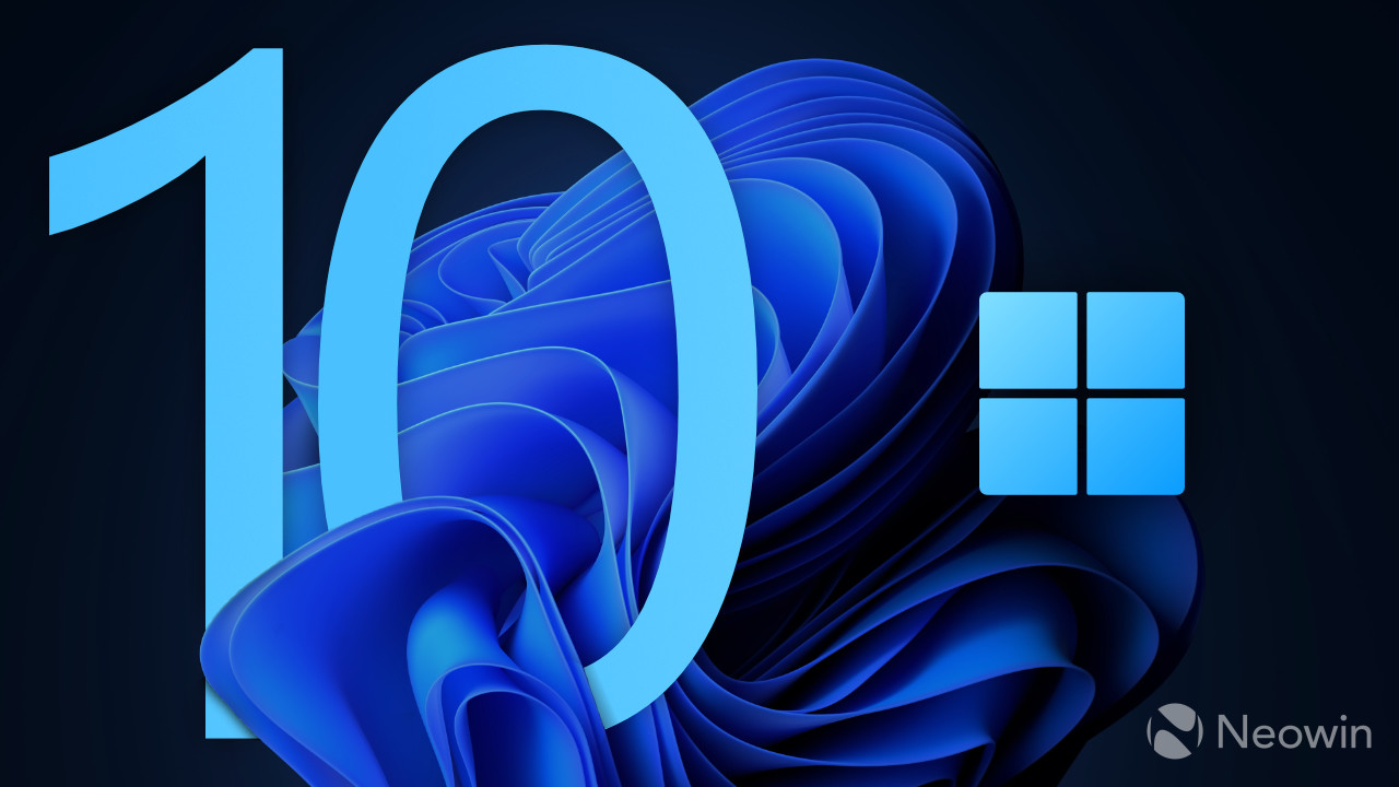 A Windows 11 wallpaper with a large 10 on it