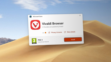 A screenshot of a Microsoft Store install window for the Vivaldi Browser