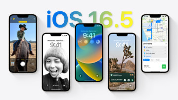 Five iPhones running the latest iOS 16 release