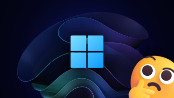 A Windows 11 logo with a thinking emoji